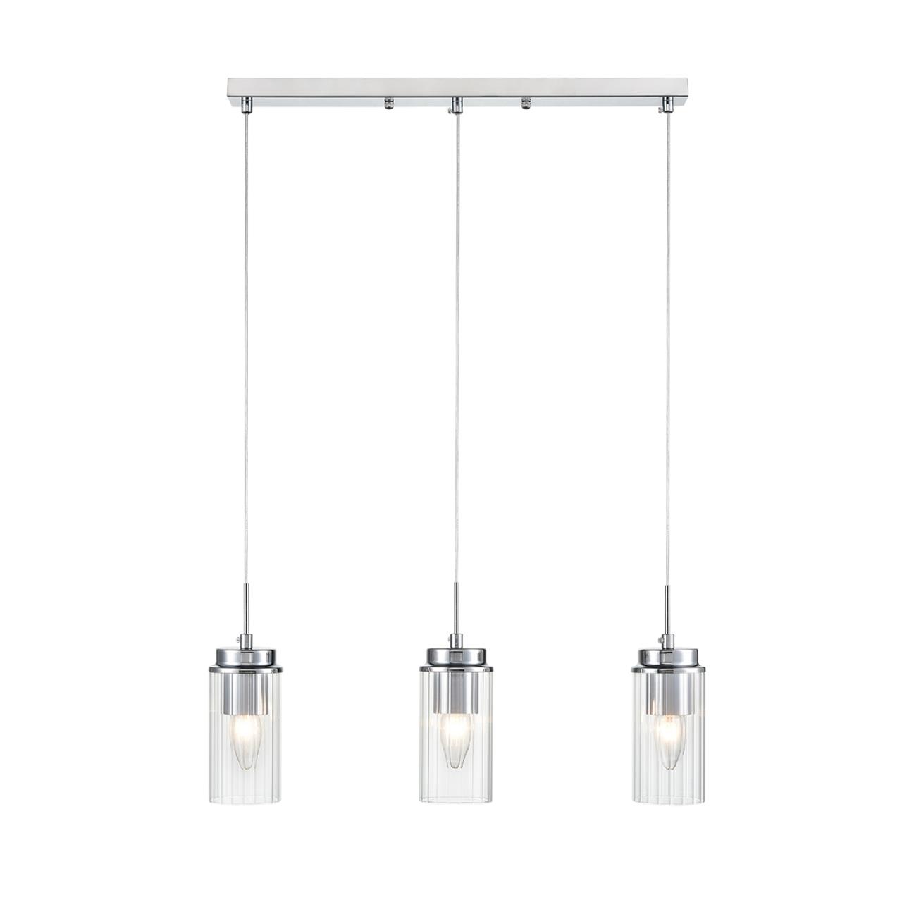 8102/3A COMFI LN26 408 хром/прозрачный металл/металл Подвес Е14 3*40W 220V ISHA — изображение 4