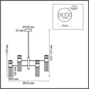 8276/6 MODERNI LN26 162 латунь/прозрачный, металл/стекло Люстра Е14 6*40W 220V DENVER