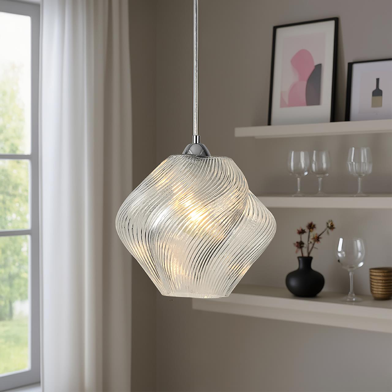 8288/1A MODERNI LN26 371 хром/прозрачный, металл/стекло Подвес E27 1*60W 220V TIDE — изображение 2