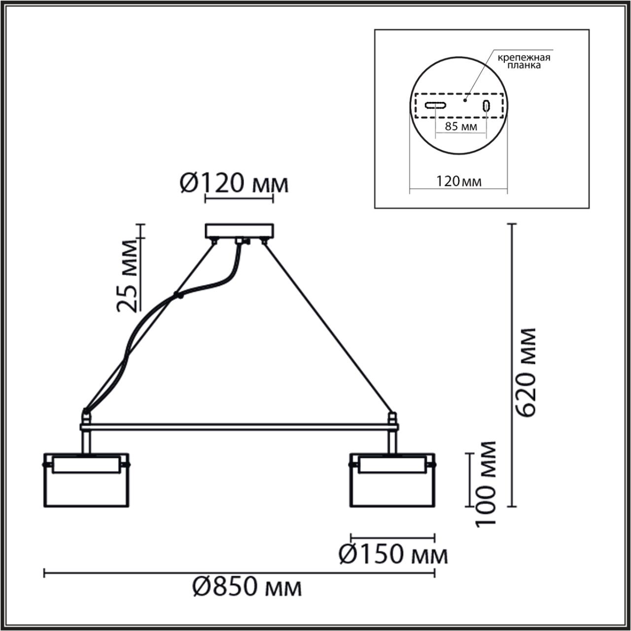 8232/8 COMFI LN26 230 черный/прозрачный, металл/стекло Светильник подвесной LED GX70 8*10W 220V NATALINA — изображение 3