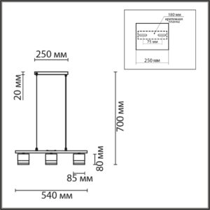 8240/3 COMFI LN26 240 черный, металл/акрил Светильник подвесной LED GX53 3*7W 220V LANIKA