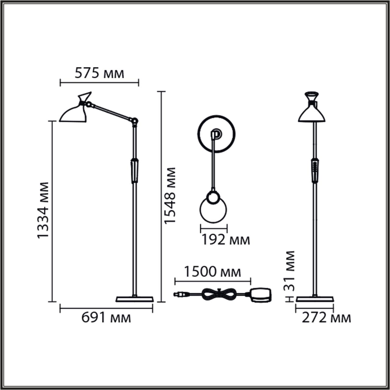 8330/15FL LEDIO LN26 458 белый, металл/пластик Торшер LED 15W 3000/4000/6000K 220-240V ССТ/диммер HORSA — изображение 3