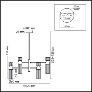 8277/6 MODERNI LN26 164 сатин никель/прозрачный, металл/стекло Люстра Е14 6*40W 220V DENVER