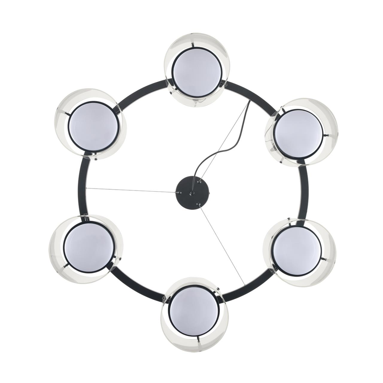 8232/6 COMFI LN26 230 черный/прозрачный, металл/стекло Светильник подвесной LED GX70 6*10W 220V NATALINA — изображение 3