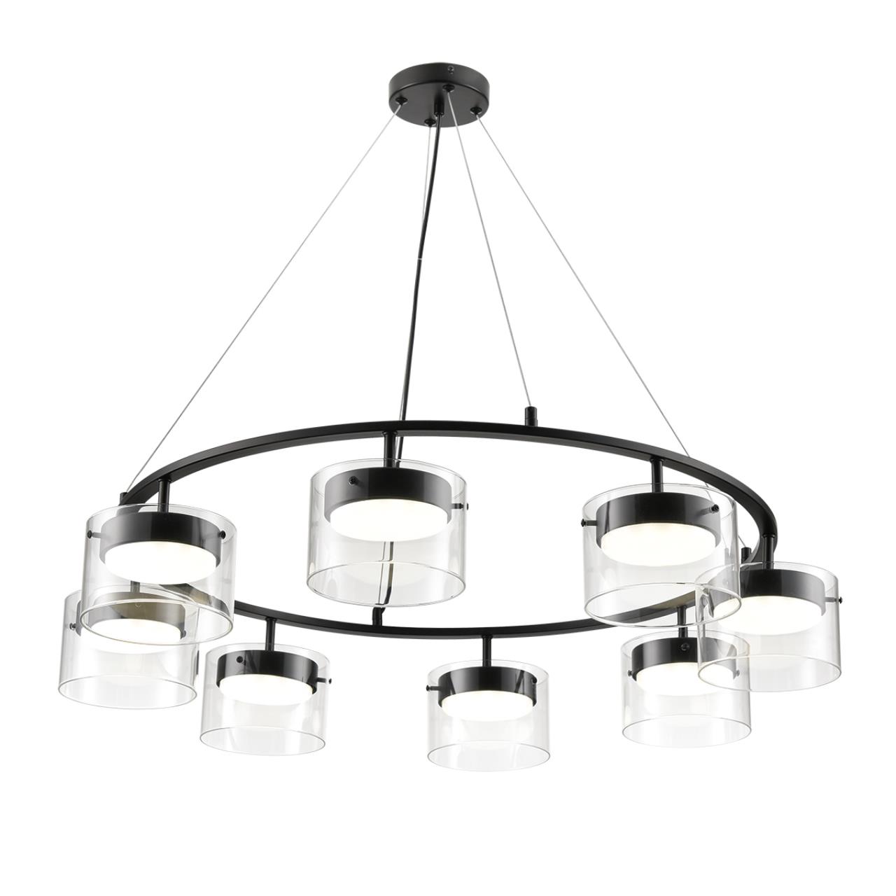 8232/8 COMFI LN26 230 черный/прозрачный, металл/стекло Светильник подвесной LED GX70 8*10W 220V NATALINA — изображение 6