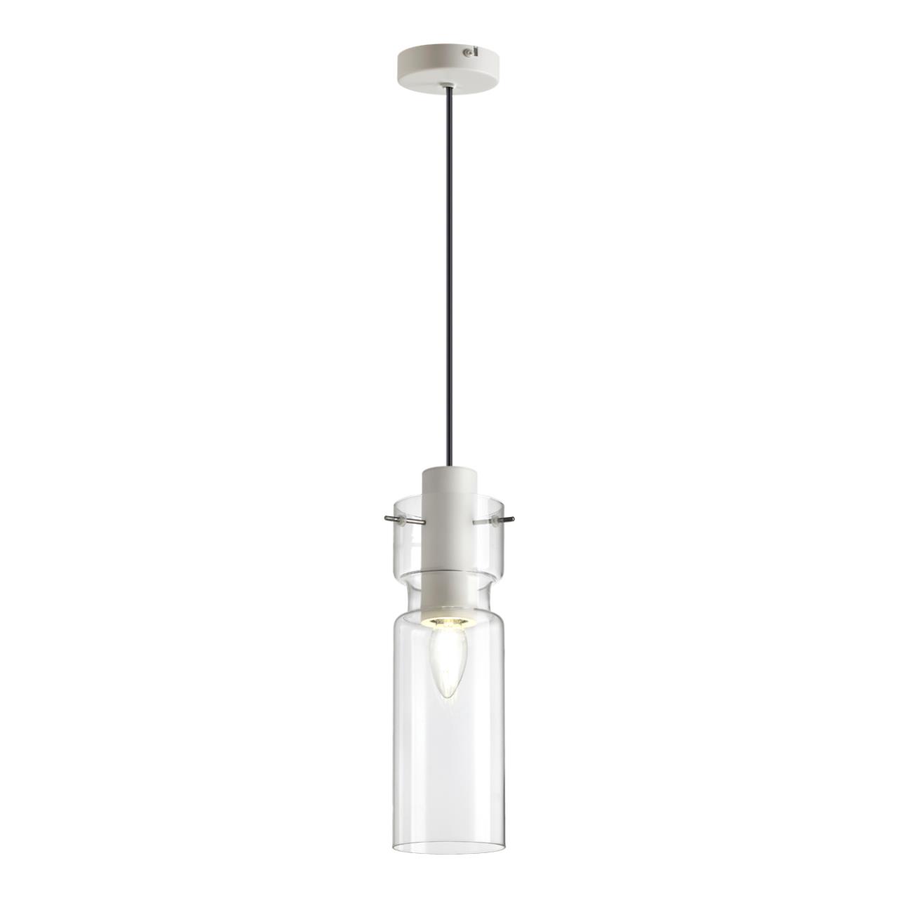 5057/1B PENDANT ODL24 385 белый/прозрачный/металл/стекло Подвес E27 1*40W SCROW — изображение 3