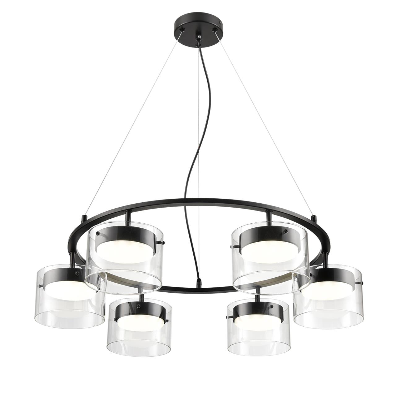 8232/6 COMFI LN26 230 черный/прозрачный, металл/стекло Светильник подвесной LED GX70 6*10W 220V NATALINA — изображение 5