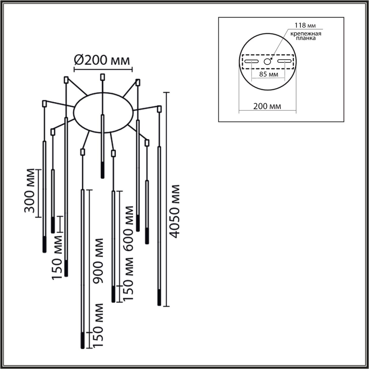 8400/27L LEDIO LN26 000 черный/белый, металл/акрил Люстра LED 27W 3000K 220V STICK — изображение 3