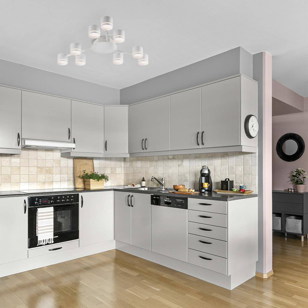 8232/8 COMFI LN26 230 черный/прозрачный, металл/стекло Светильник подвесной LED GX70 8*10W 220V NATALINA — изображение 2