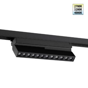 359736 PORT NT25 240 черный Светильник однофазный двухжильный трековый с переключ. цв. температуры IP20 LED 12W 180-265V 2700К/3200К/4000К EOS