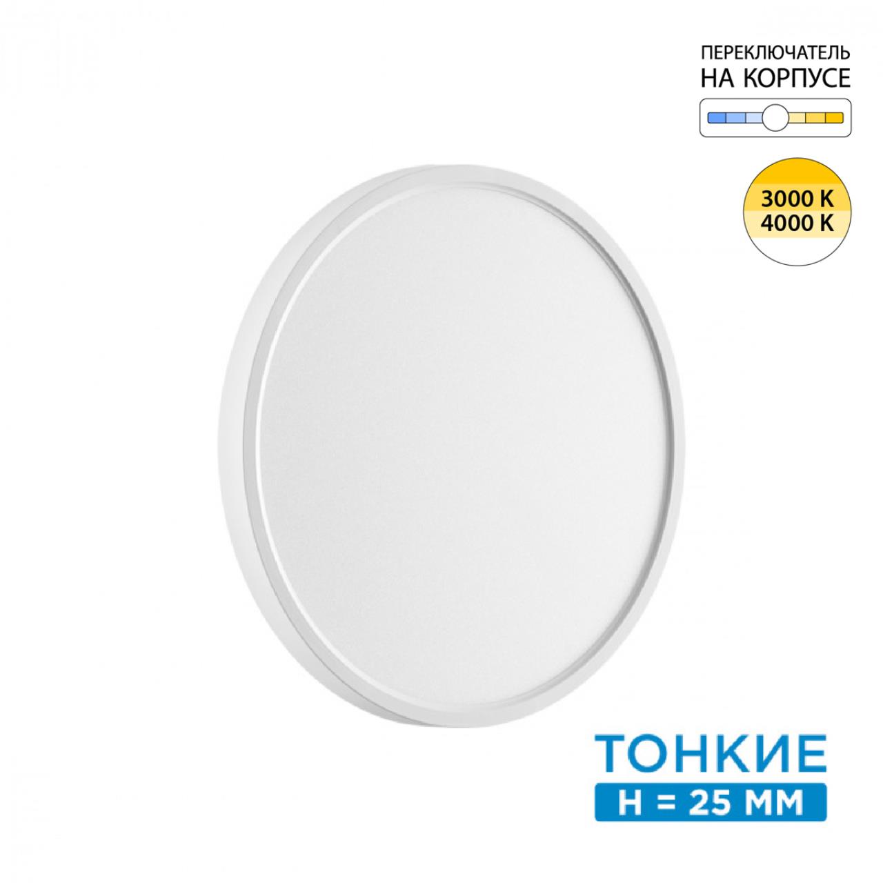 7659/24L MITRA LED SN 551 Светильник пластик/белый LED 24Вт 3000/4000K D300 IP40 ALFA WHITE