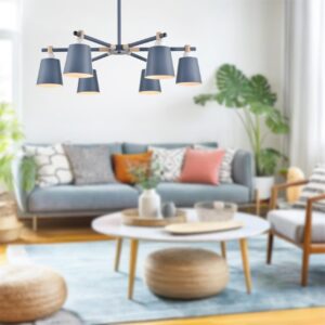8098/6C MODERNI LN26 344 синий/синий металл, дерево/металл Люстра потолочная Е27 6*60W 220V ROSALINA