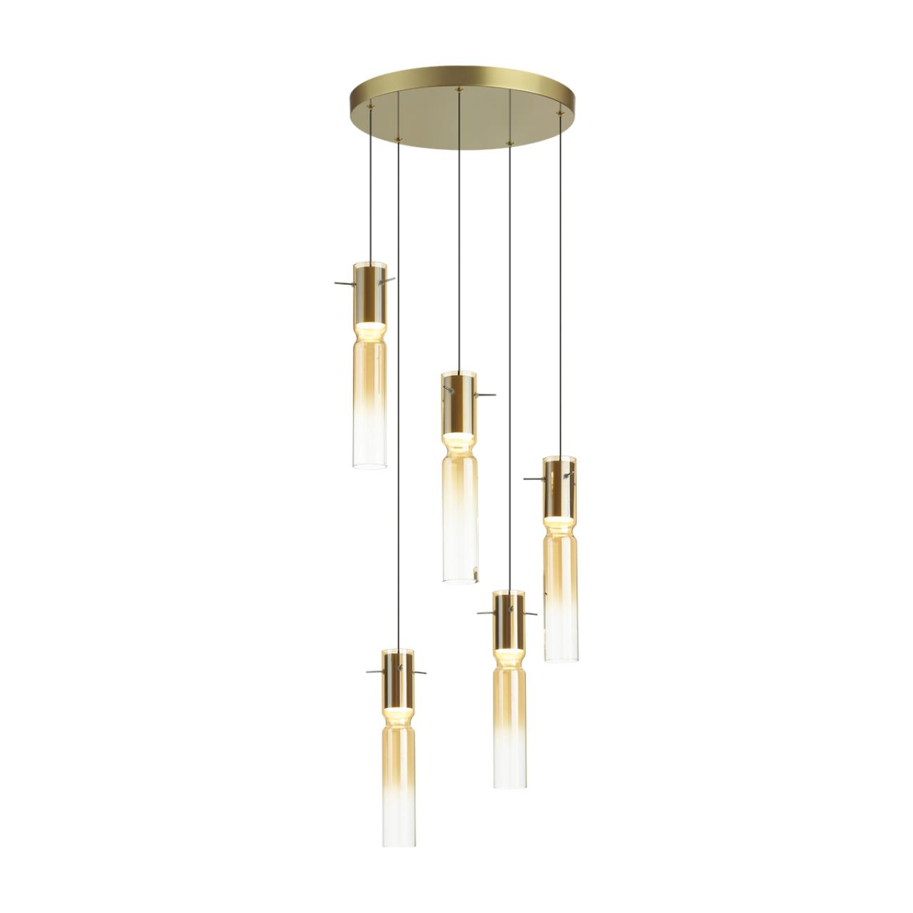 5058/25LA PENDANT ODL24 385 золотой/янтарный/металл/стекло Люстра каскадная LED 5*5W 3000K SCROW — изображение 3