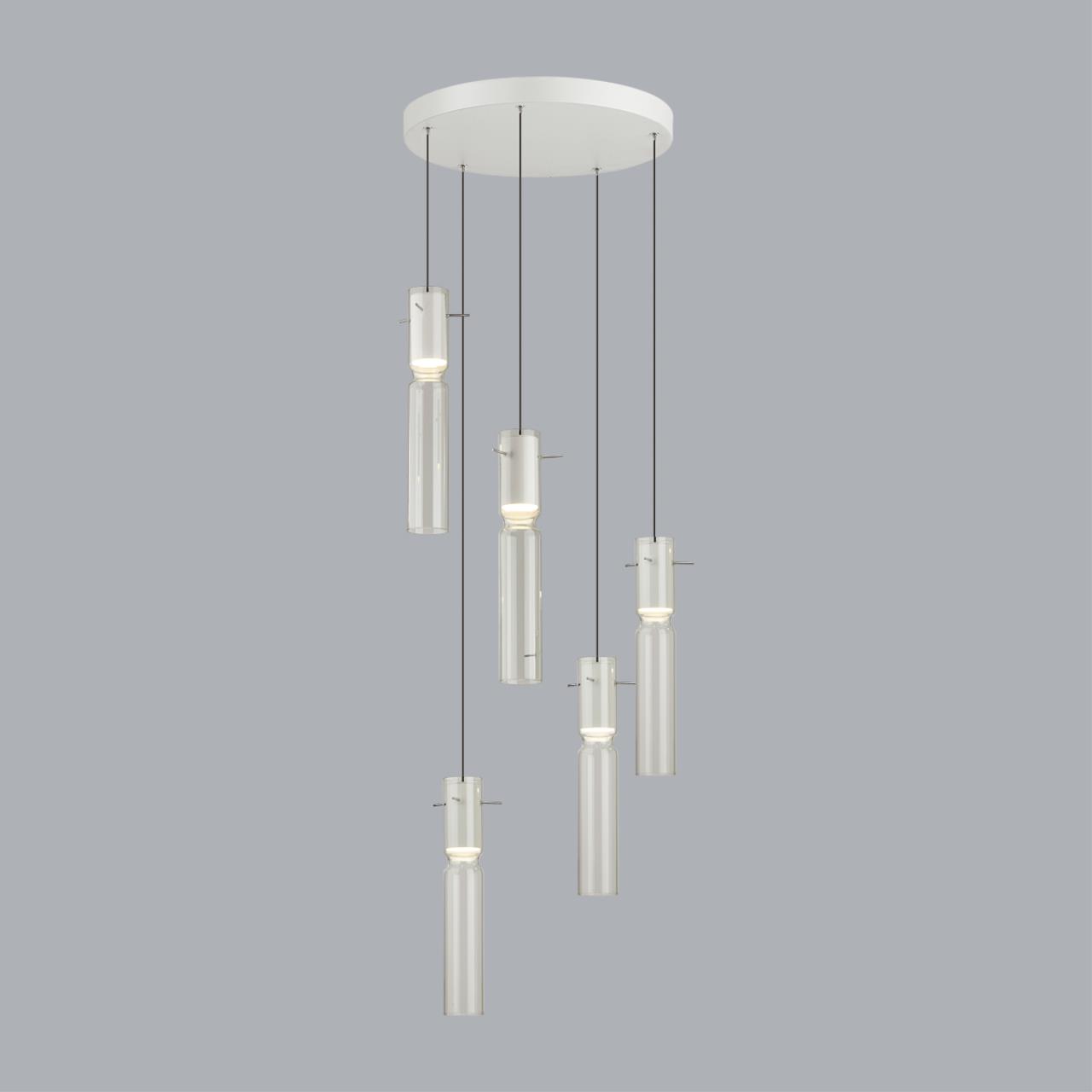5058/25LB PENDANT ODL24 385 белый/прозрачный/металл/стекло Люстра каскадная LED 5*5W 3000K SCROW — изображение 4