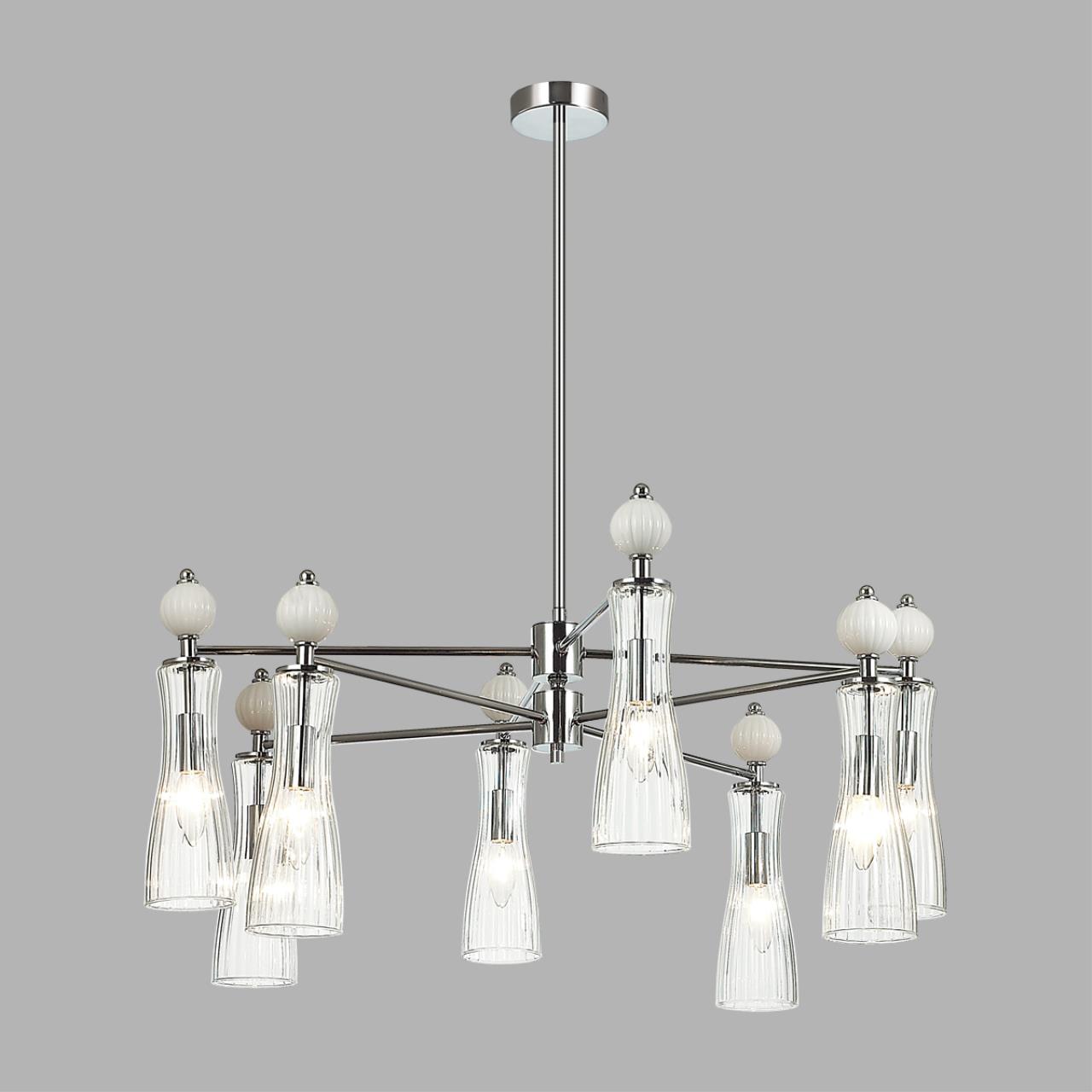 8268/8 NEOCLASSI LN26 160 хром/белый/прозрачный, металл/керамика/стекло Люстра Е14 8*40W 220V EMILY — изображение 4
