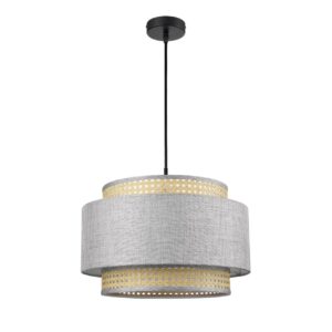 8043/1 MODERNI LN26 338 черный/серый/бежевый, металл/текстиль/ротанг Подвесной светильник Е27 1*60W 220V LAUNA