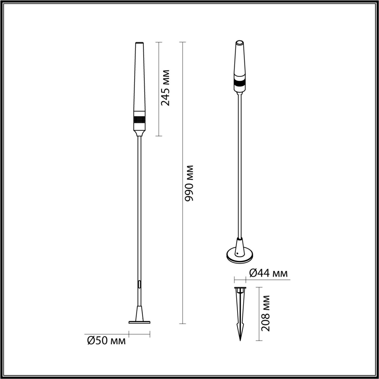 7020/4GA NATURE ODL25 656 Ландшафтный светильник 990мм металл/акрил IP65 LED 3W CRI 90 3000K 360° 24V CANNA (нужен драйвер 357781/357782) — изображение 2