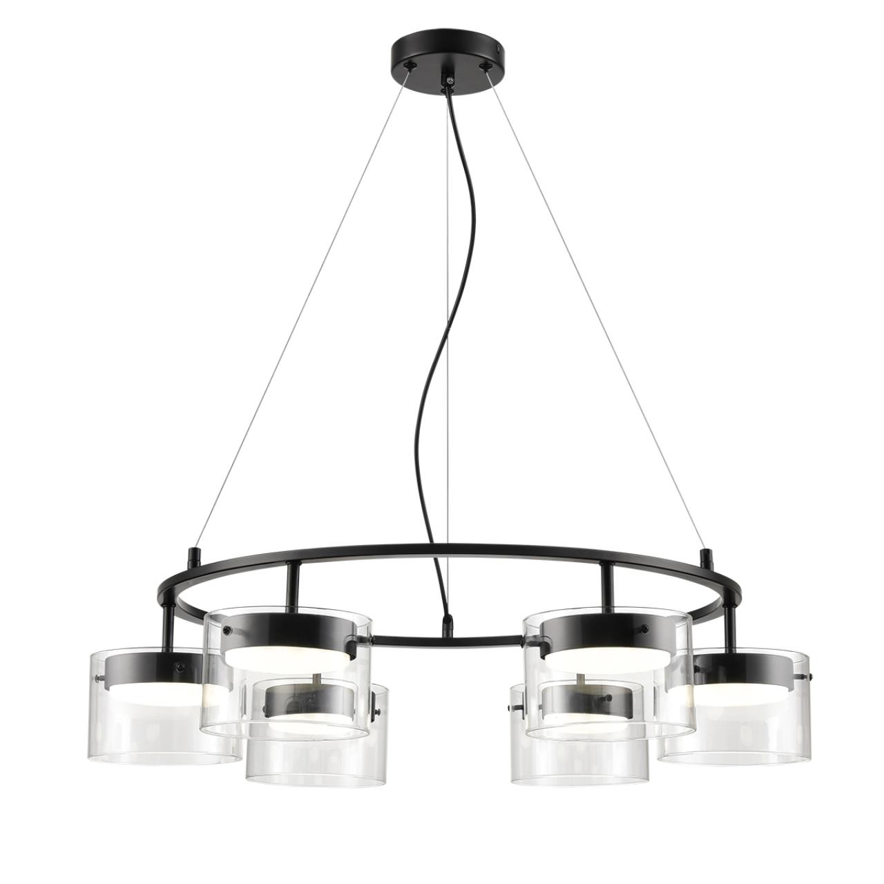 8232/6 COMFI LN26 230 черный/прозрачный, металл/стекло Светильник подвесной LED GX70 6*10W 220V NATALINA — изображение 4