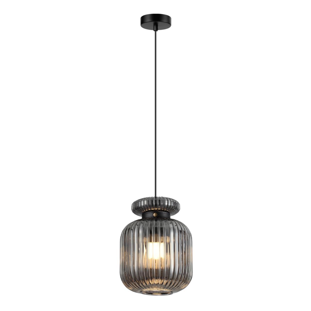 5042/1B PENDANT ODL24 373 черный/дымчатый/металл/стекло/эко.кожа Подвес E27 1*60W JUGI — изображение 3