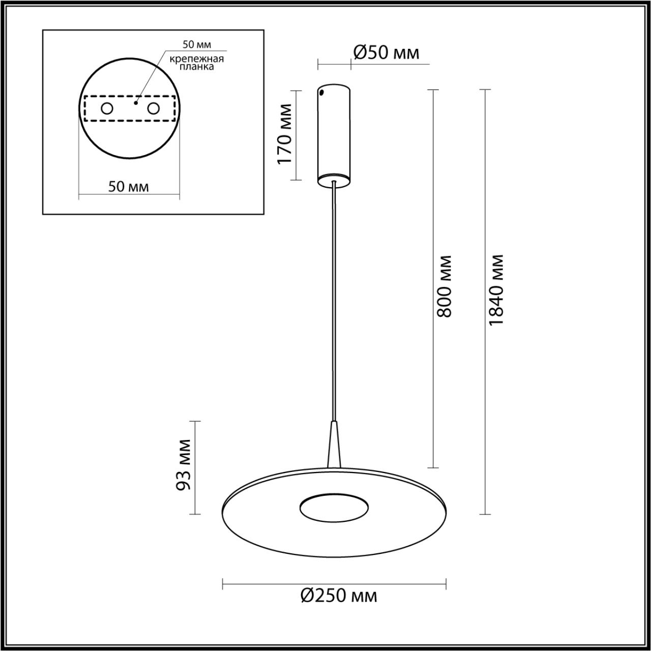 7038/12L HIGHTECH ODL25 000 серый/металл/акрил Подвесной светильник IP20 LED 12W 3000K AC90-260V SOMBRA — изображение 4