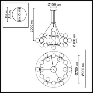 7109/24 MIDCENT ODL26 519 Подвесной светильник белый/стекло/металл IP20 G9 24*5W 220-240V MAGIA