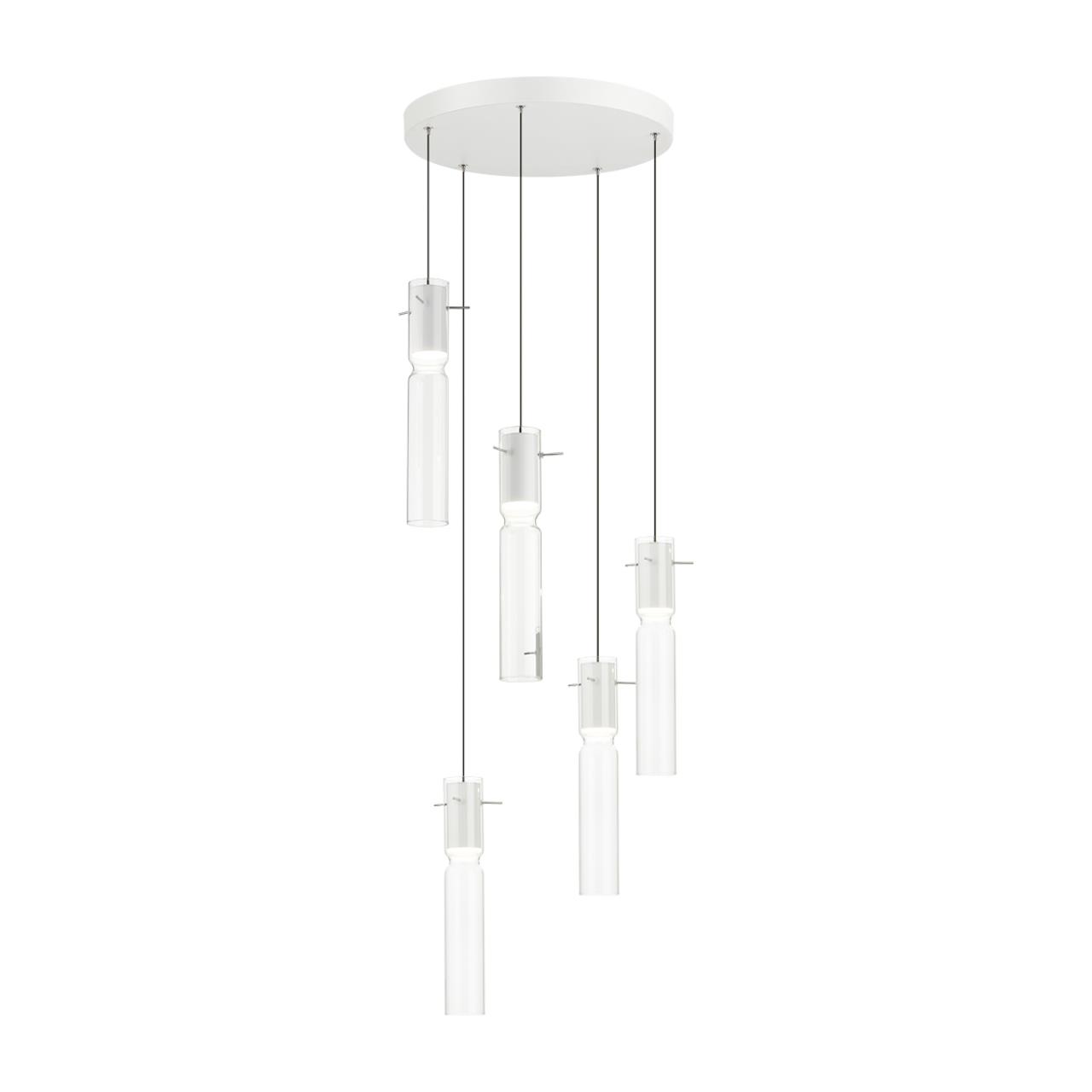 5058/25LB PENDANT ODL24 385 белый/прозрачный/металл/стекло Люстра каскадная LED 5*5W 3000K SCROW — изображение 3