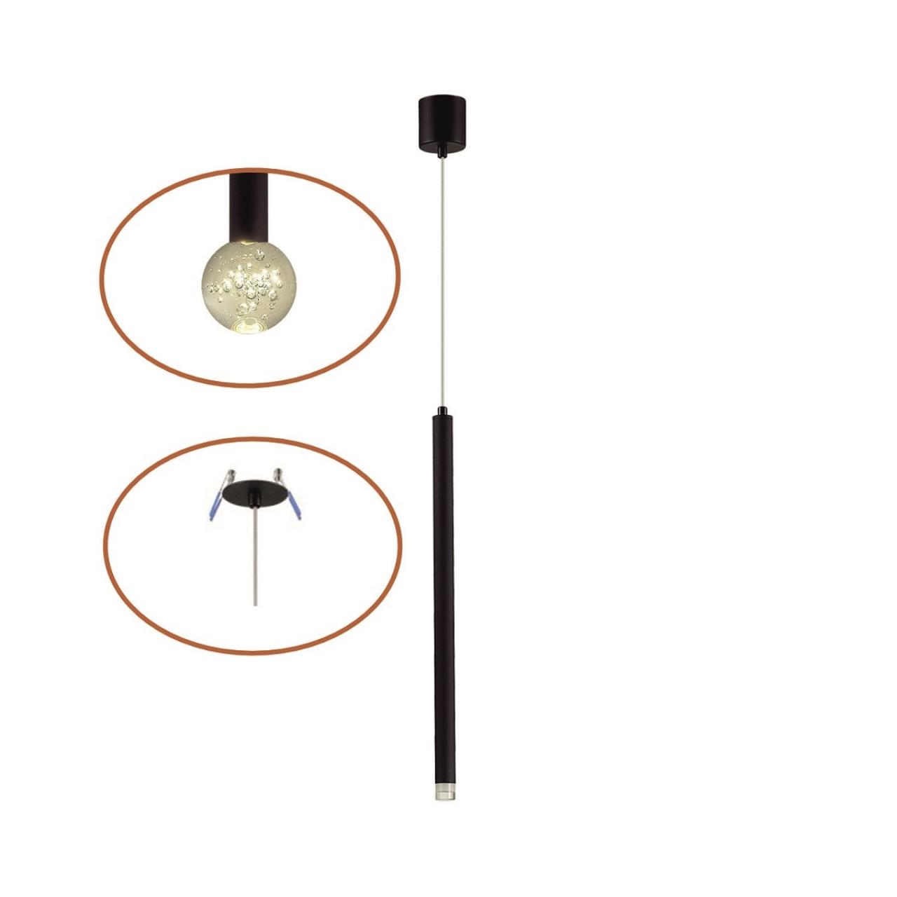 4373/3LA HIGHTECH ODL26 279 Подвесной светильник черный/хрустальн. стекло/металл IP20 LED 3W 400Лм 3000K 220-240V FIANO