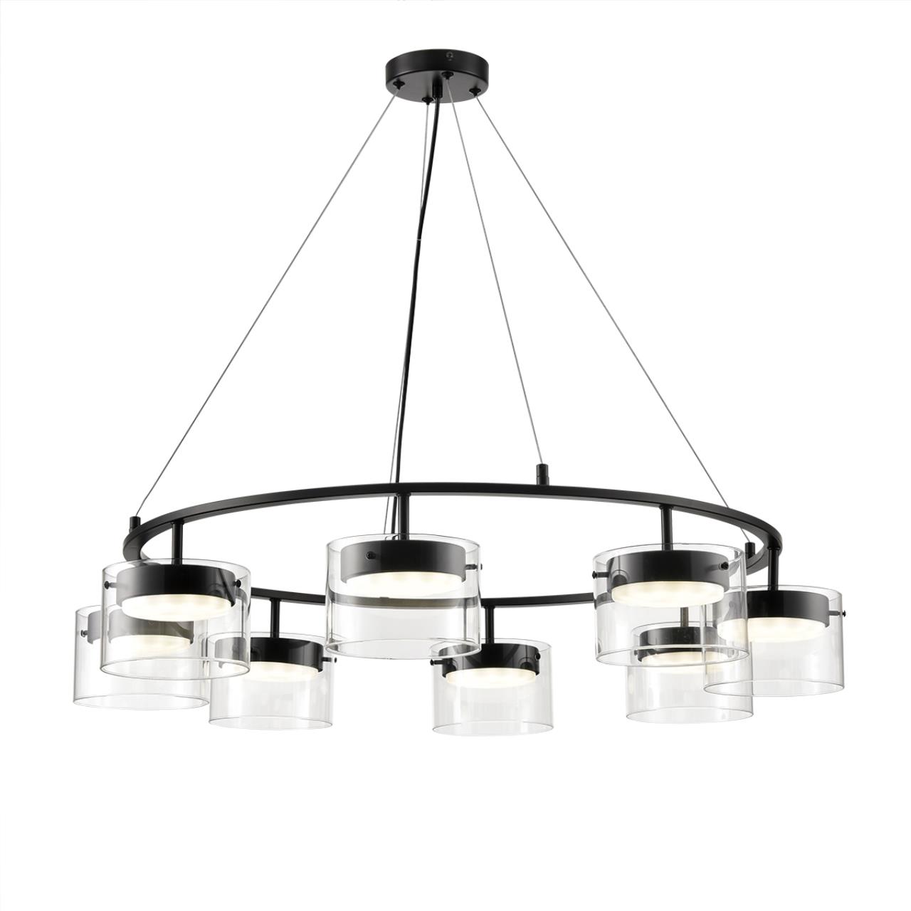 8232/8 COMFI LN26 230 черный/прозрачный, металл/стекло Светильник подвесной LED GX70 8*10W 220V NATALINA — изображение 5