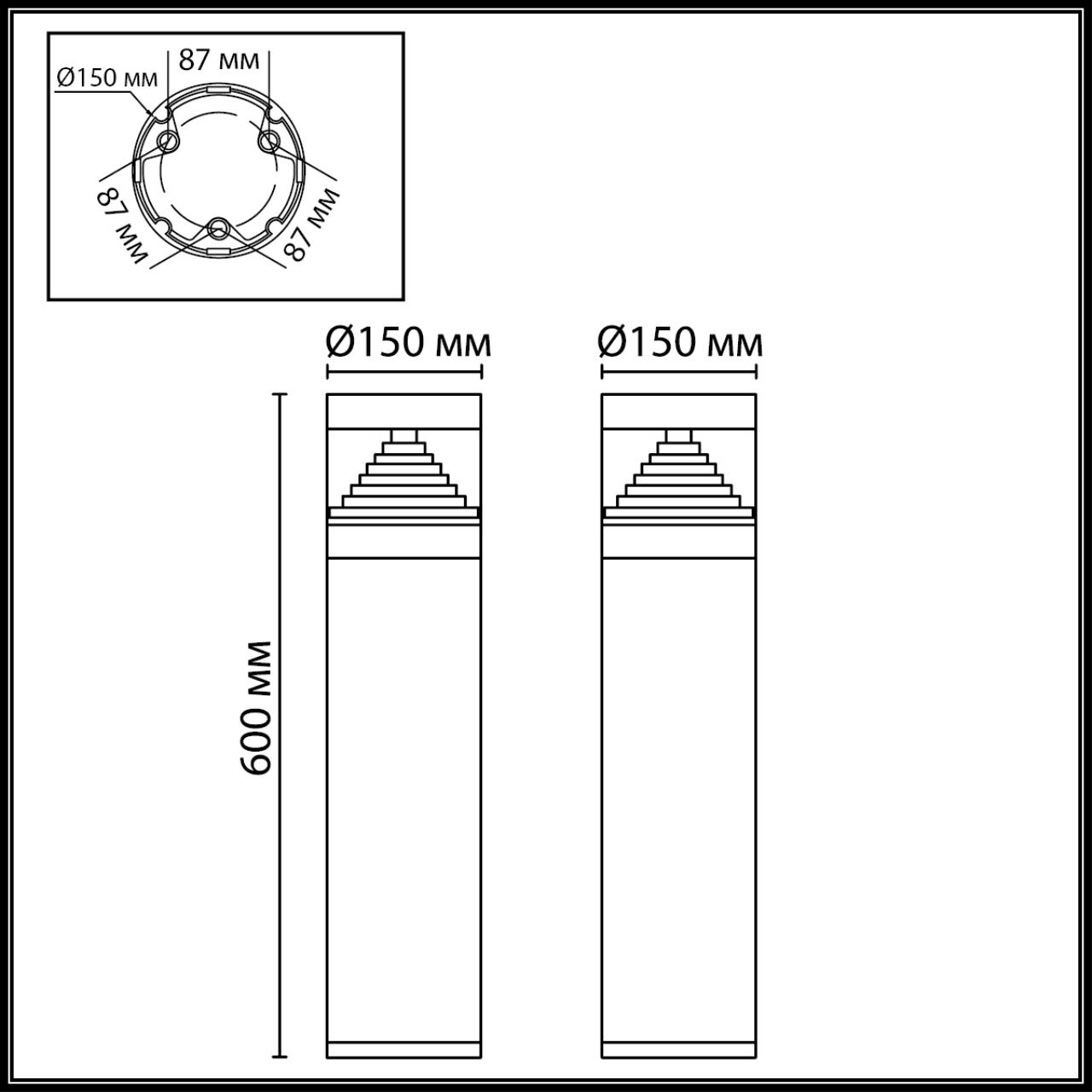 7140/20GL NATURE ODL25 669 Напольный светильник черный/металл IP65 LED 20W 672Лм 150° 3000K 85-265V HULK — изображение 2
