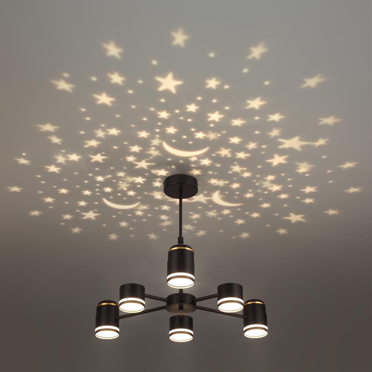 8234/6C COMFI LN25 000 черный, металл/акрил Люстра потолочная GX53 LED 6*10W + LED-проектор 3*5W 2700К 220V VIRSAVA — изображение 2