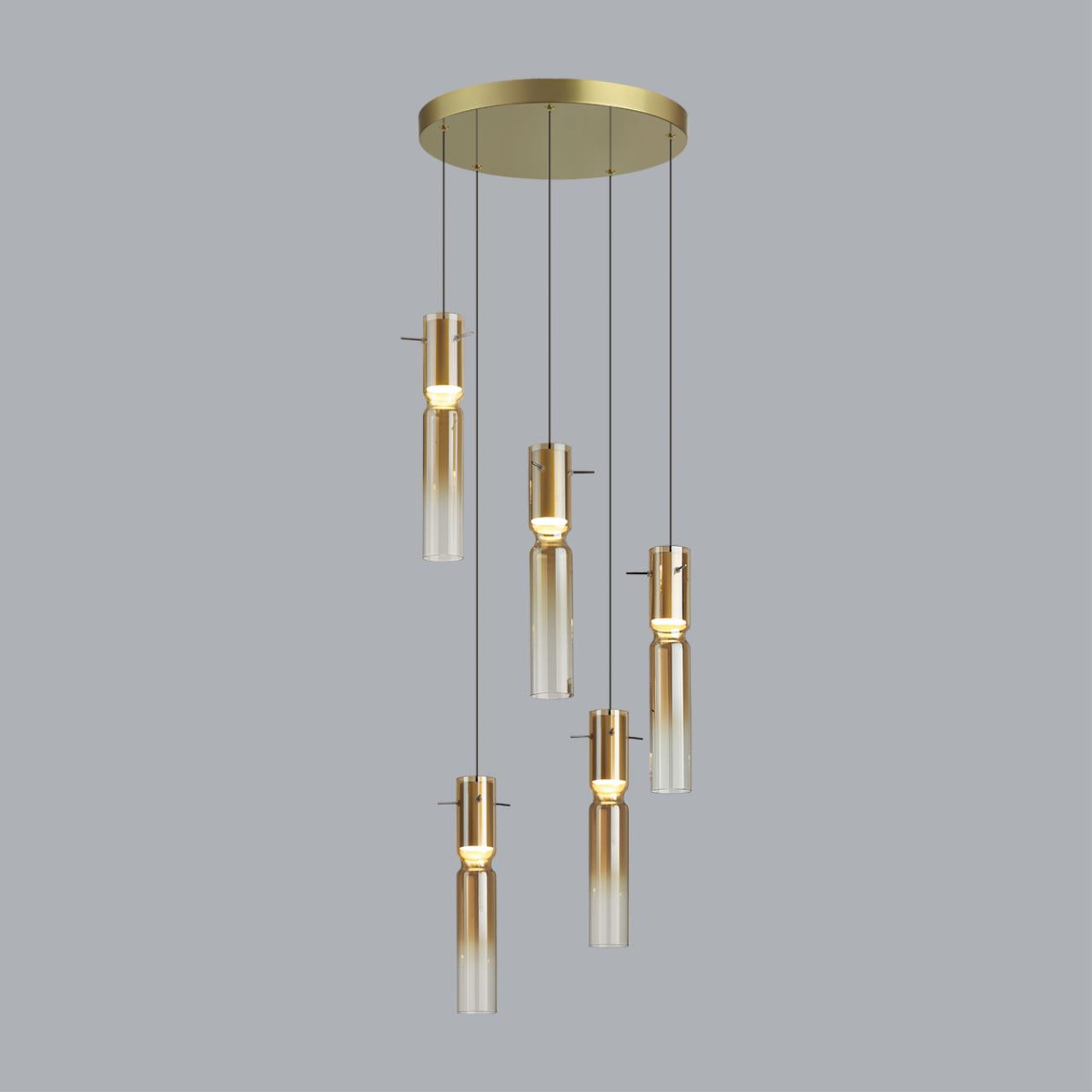 5058/25LA PENDANT ODL24 385 золотой/янтарный/металл/стекло Люстра каскадная LED 5*5W 3000K SCROW — изображение 4