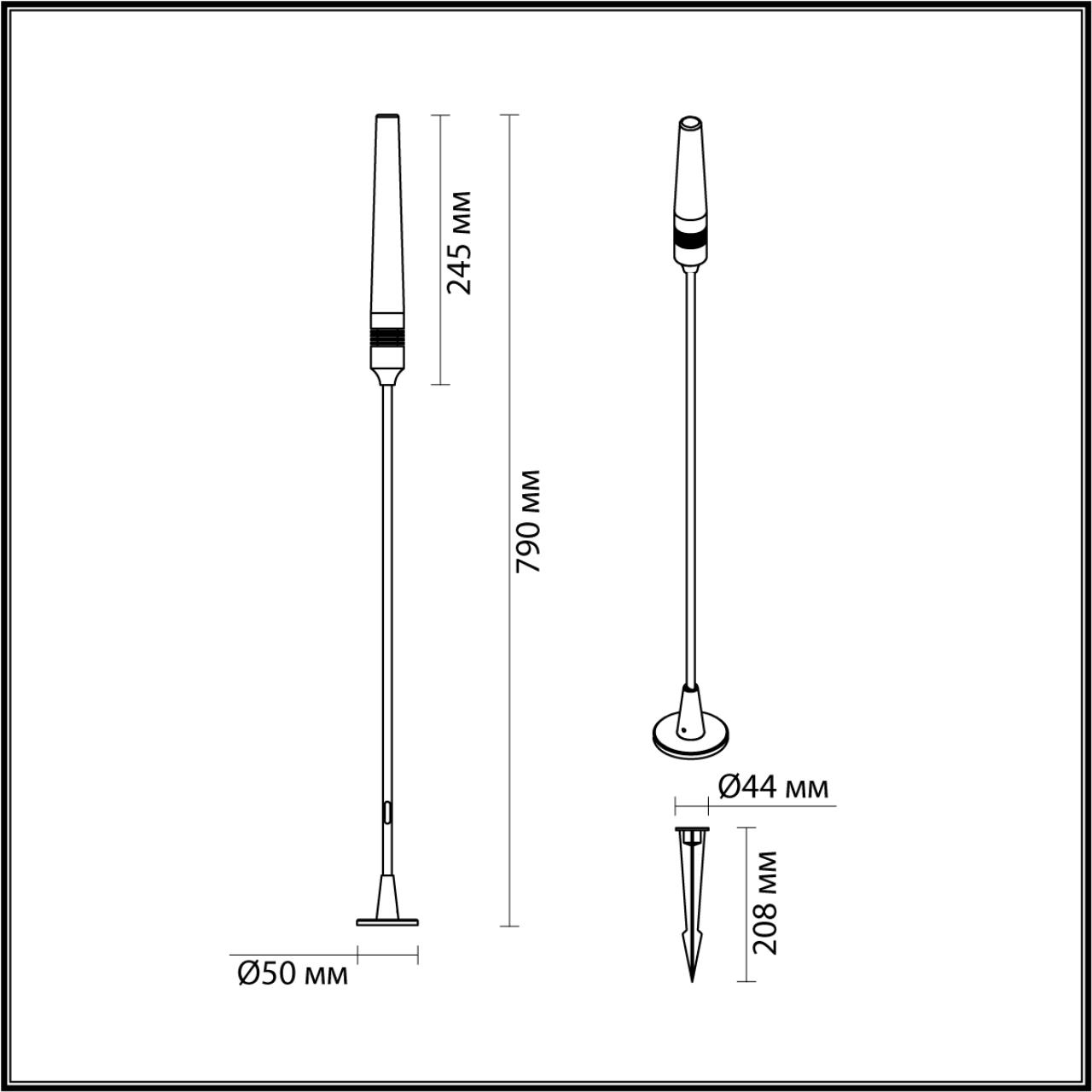 7020/4GL NATURE ODL25 656 Ландшафтный светильник 790мм металл/акрил IP65 LED 3W CRI 90 3000K 360° 24V CANNA (нужен драйвер 357781/357782) — изображение 2