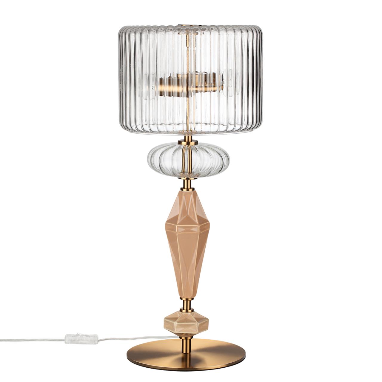 5414/2T MODERN ODL_EX26 023 античная бронза/терракот/бежевый/металл/керамика Настольная лампа E14 2*40W TERRA
