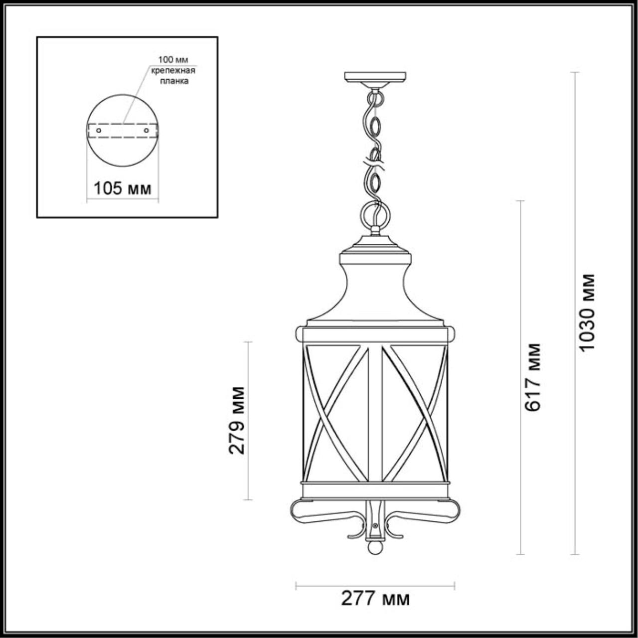 4045/3 NATURE ODL18 701 черный/золотая патина Уличный светильник-подвес IP44 E14 3*60W 220V SATION — изображение 3