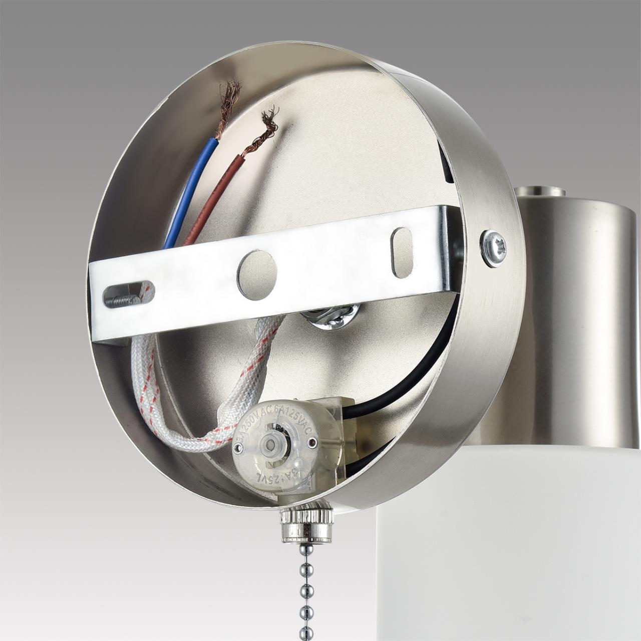 8099/1W COMFI LN26 105 никель/белый металл/стекло Бра Е14 1*40W 220V MAVE — изображение 6