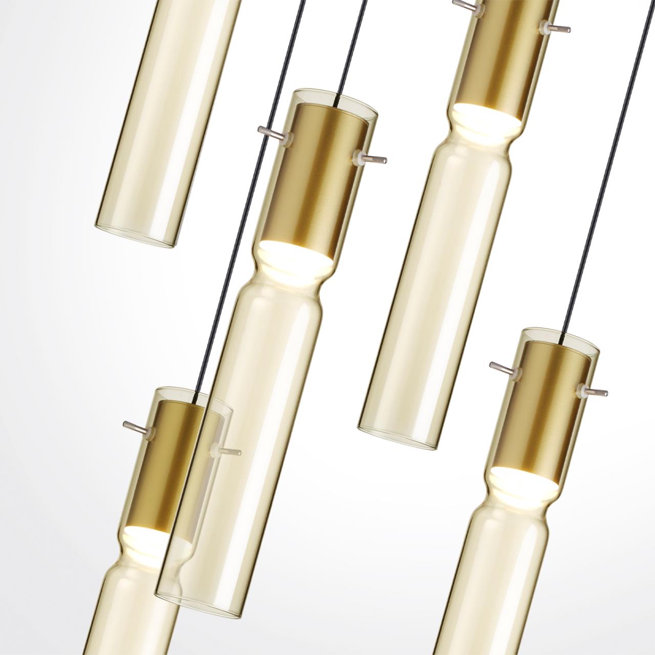 5058/25LA PENDANT ODL24 385 золотой/янтарный/металл/стекло Люстра каскадная LED 5*5W 3000K SCROW — изображение 5
