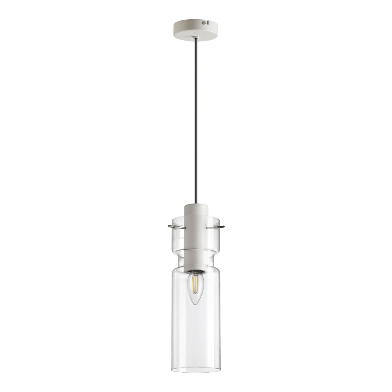 5057/1B PENDANT ODL24 385 белый/прозрачный/металл/стекло Подвес E27 1*40W SCROW