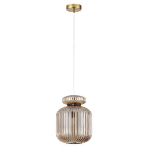 5042/1A PENDANT ODL24 373 античн.бронза/янтарный/металл/стекло/эко.кожа Подвес E27 1*60W JUGI