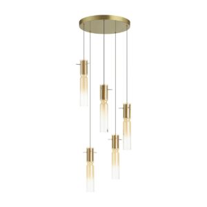 5058/25LA PENDANT ODL24 385 золотой/янтарный/металл/стекло Люстра каскадная LED 5*5W 3000K SCROW