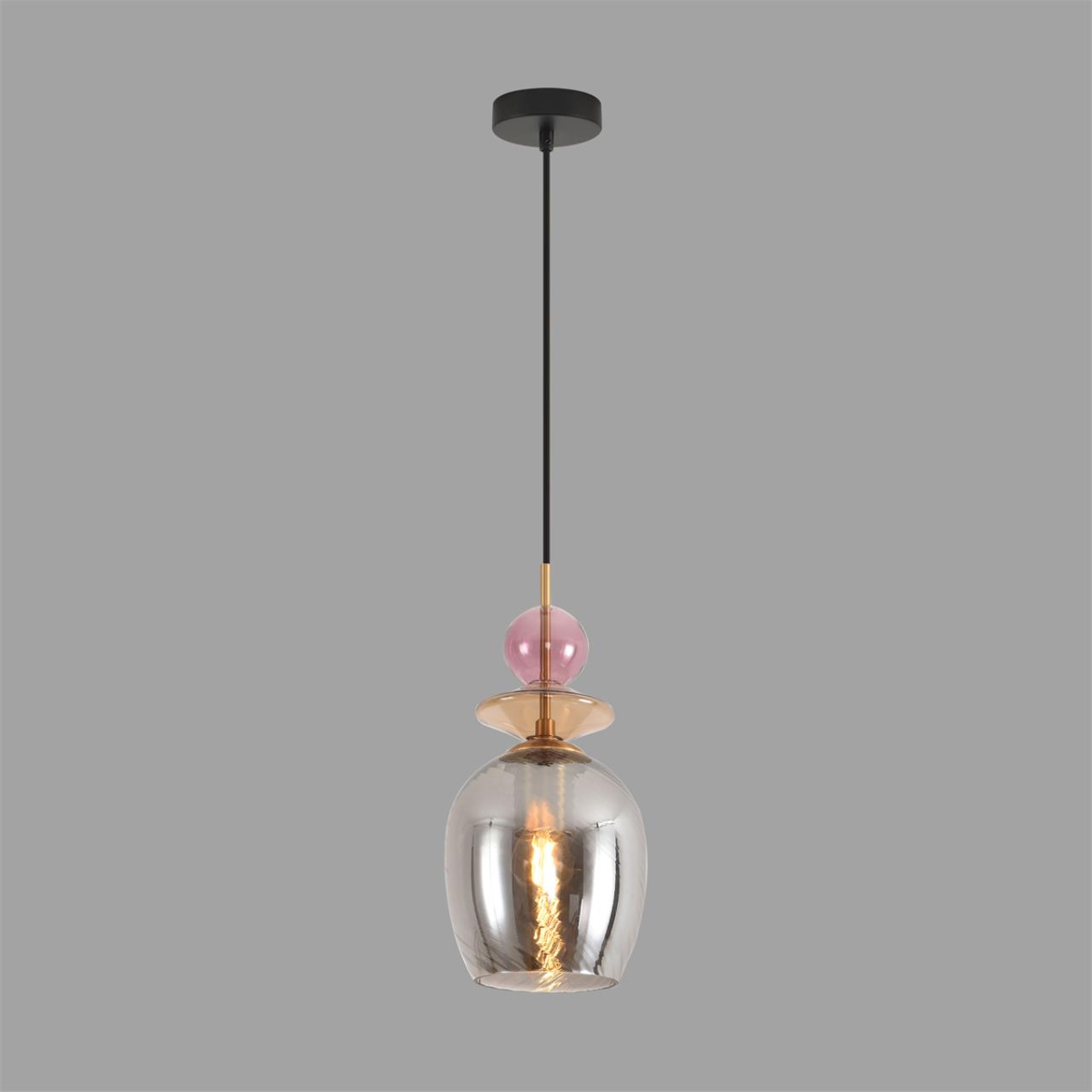 8297/1A MODERNI LN26 368 бронза/смоки/амбер/розовый, металл/стекло Подвес E27 1*40W 220V IRIME — изображение 2