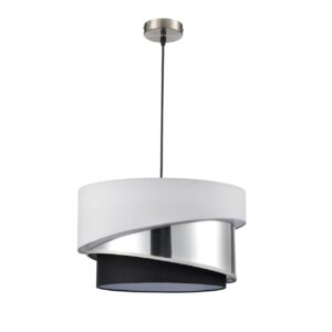 8040/3 MODERNI LN26 190 никель/белый/серебро/черный, металл/текстиль Подвесной светильник Е27 3*60W 220V INDIRA