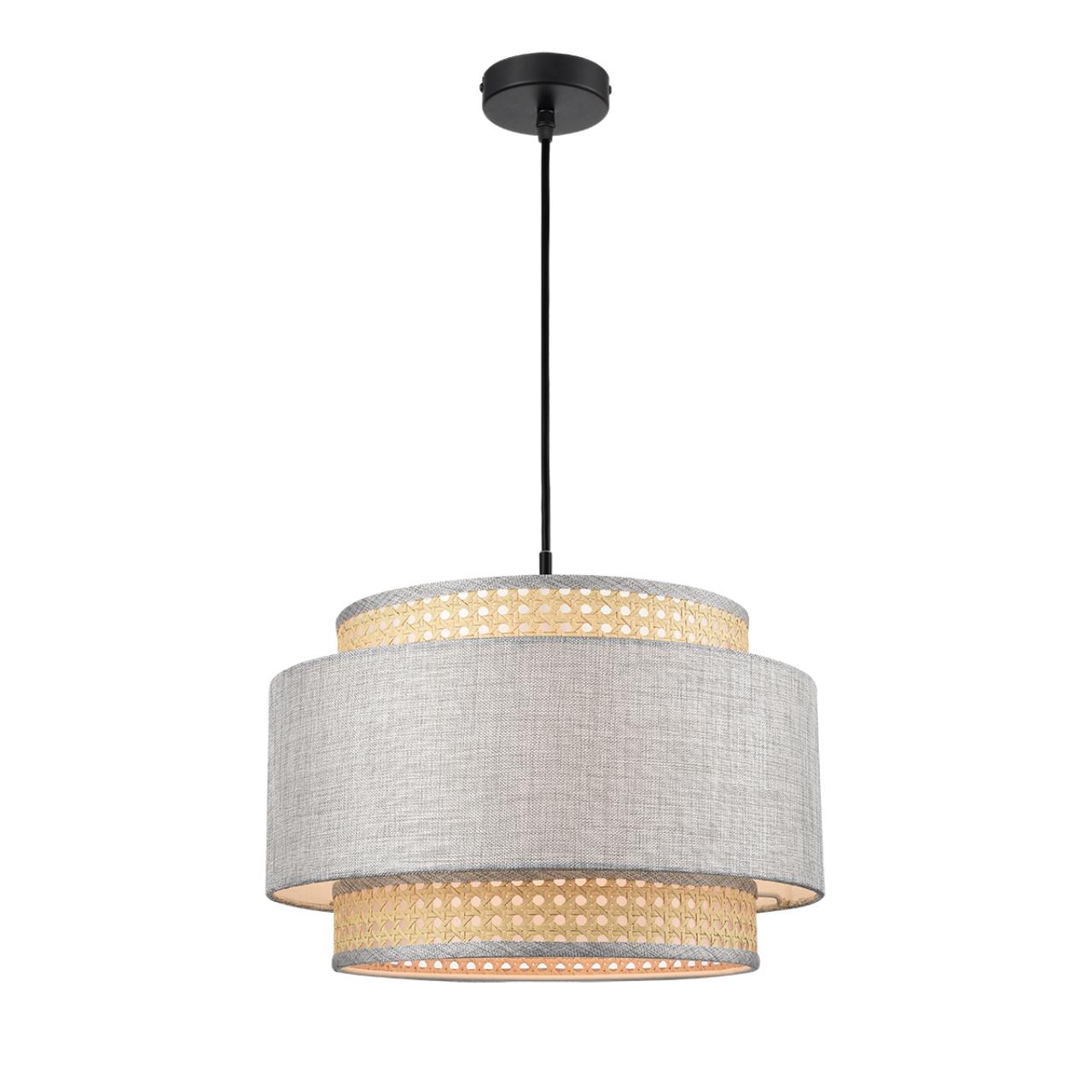 8043/1 MODERNI LN26 338 черный/серый/бежевый, металл/текстиль/ротанг Подвесной светильник Е27 1*60W 220V LAUNA — изображение 7