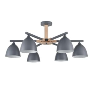 8096/6C MODERNI LN26 339 серый/серый металл, дерево/металл Люстра потолочная Е27 6*60W 220V COLANGE