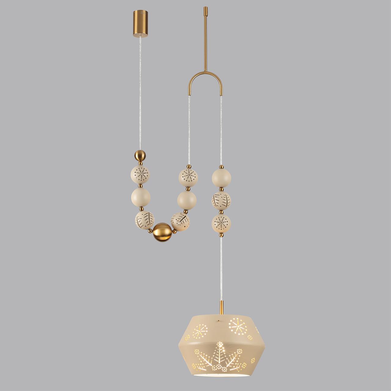 5444/1C PENDANT ODL_EX26 031 бежевый/античная бронза/металл/керамика Подвес с держателем E27 1*40W KARELIA — изображение 5