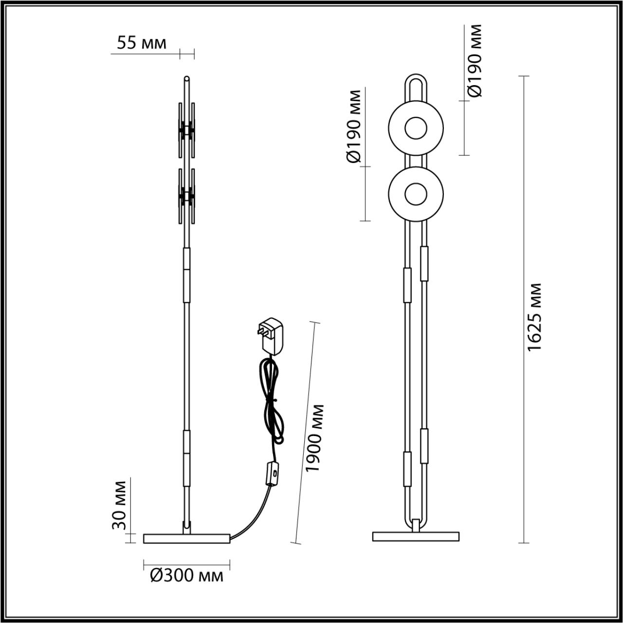 5407/23FL MODERN ODL_EX24 101 черный/золотой/металл/стекло Торшер LED 23W 3000K 1940Лм MAGNET — изображение 3