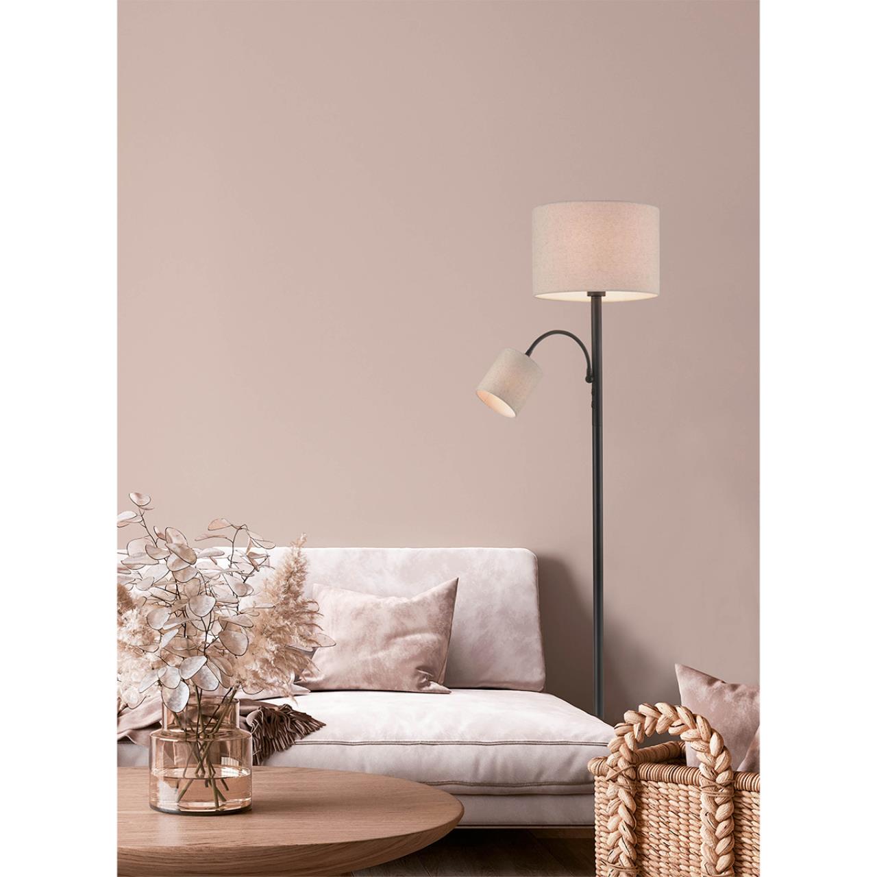 8042/2F MODERNI LN26 463 черный/бежевый, металл/текстиль Торшер Е27 1*60W + Е14 1*40W 220V KAYA — изображение 2