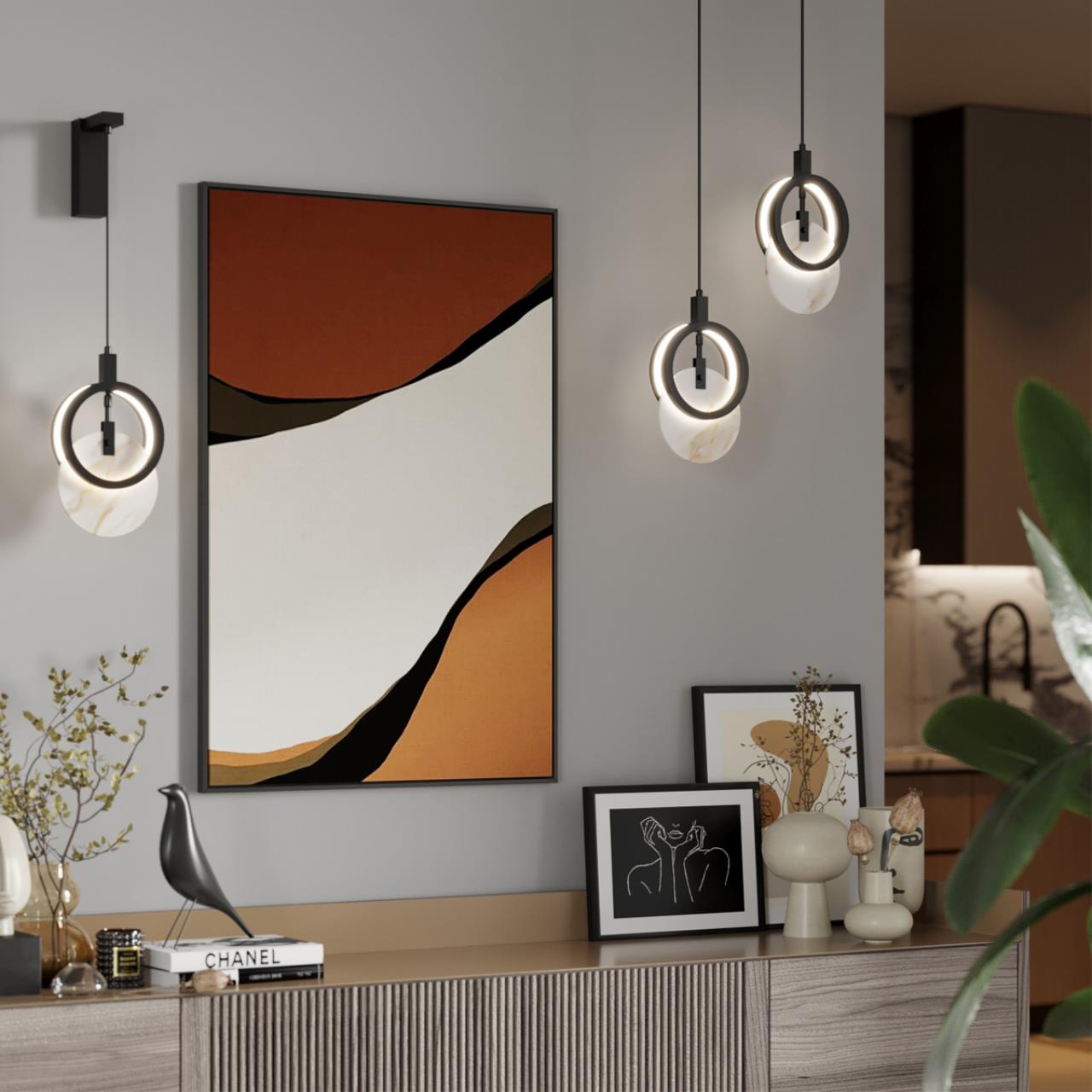 5422/17L HIGHTECH ODL_EX25 083 черный/металл/алебастр Подвес LED 17W 3000K 986Лм MERCURY — изображение 2