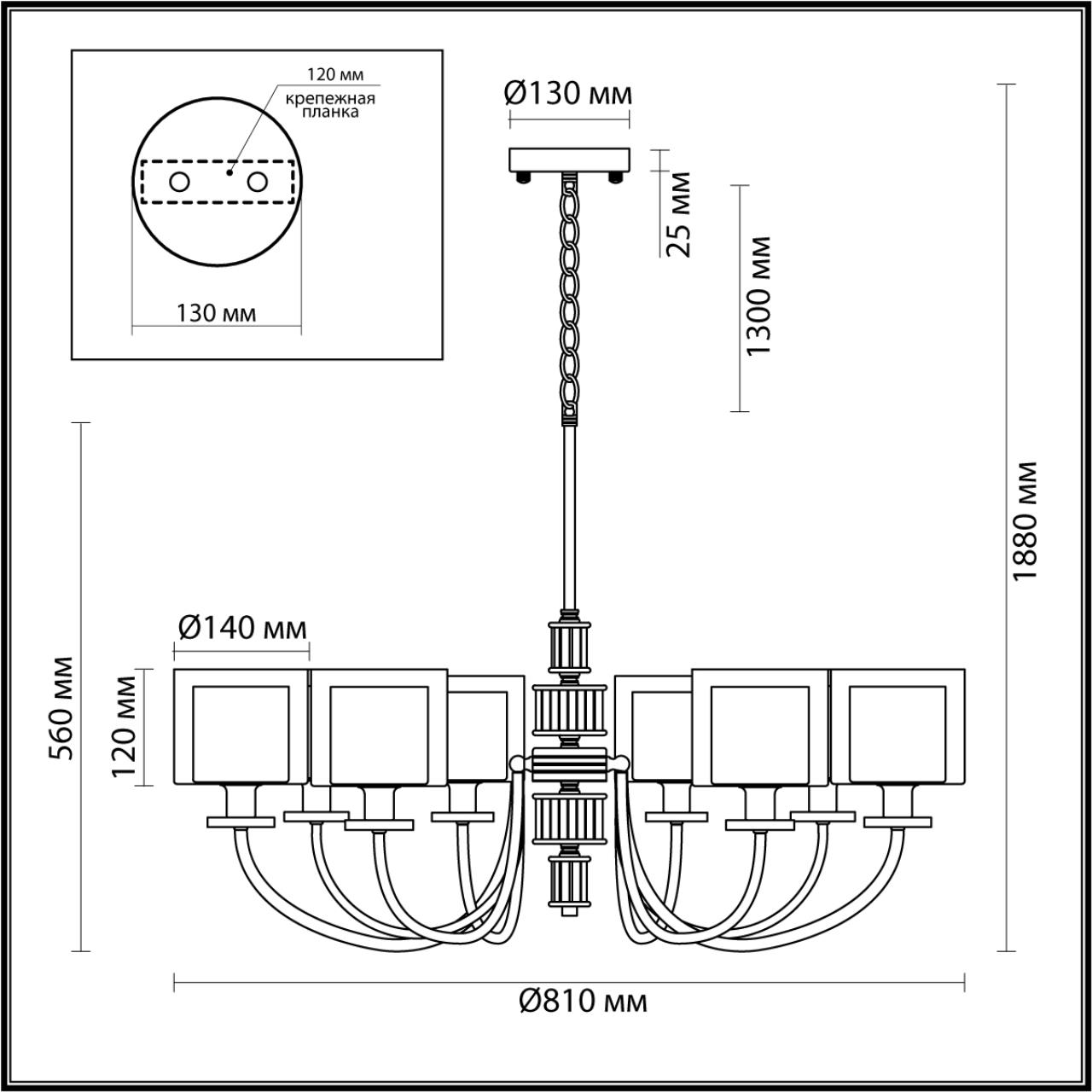5088/8 CLASSIC ODL25 635 античная бронза/стекло Люстра E14 8*40W SAGA — изображение 2